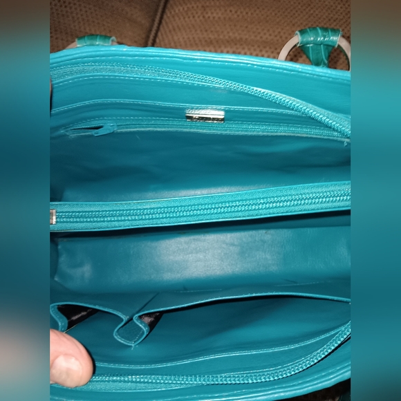 Crocodee teal exotic leather bag - Picture 4 of 6
